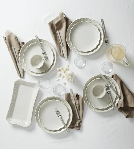 Lenox French Perle Scallop White Stoneware 18-Piece Dinnerware Set for 6 - color: White, style: 18-Piece Dinnerware Set
