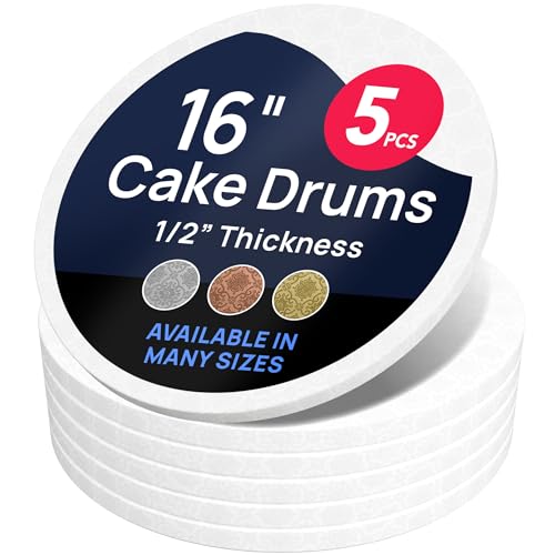 O'Creme Cake Drums Round Cake Boards 16 Inch 1/2 Thick White 5pk - color: White, size: 16"