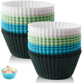 Silicone Baking Muffin Cups 24 Pack,Food-Grade Non-Stick Muffin & Cupcake Liners,Wrapper Cups Holders for Muffins, Cupcakes, and Candies Standard Size (Bule) - color: Bule