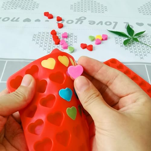 Mini Heart Chocolate Candy Molds Silicone, Silicone Heart Gummy Molds Fondan Molds with Scraper (S) - size: small