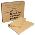 2800 Bulk Sheets Commercial Grade 16x16 Parchment Paper - color: Brown, size: 16"x16" (40.6x40.6cm) - 2800 sheets