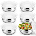 Geetery 6 Pack Stainless Steel Mixing Bowls with Airtight Lids 3qt Metal Mixing Bowl Thicker Stainless Steel Salad Bowls for Food Prep, Baking, Storage, Cooking, Serving Dishwasher Safe (White Lid) - color: White Lid