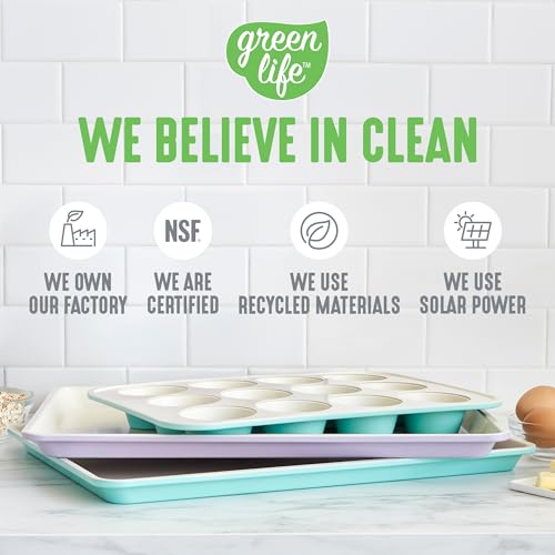 GreenLife 12 Cup Ceramic Nonstick Muffin Pan, Gray - color: Gray, size: 12 Cup Muffin Pan