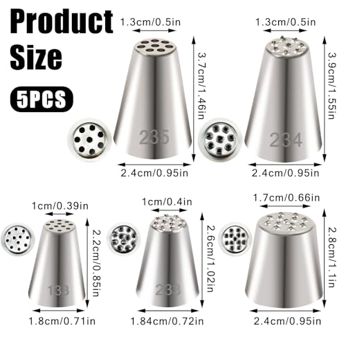 5pcs Grass Piping Tip, Stainless Steel Grass Icing Tip, Cake Decorating Tips Piping Tips Set for Frosting Cupcakes Decoration DIY Baking Supplies