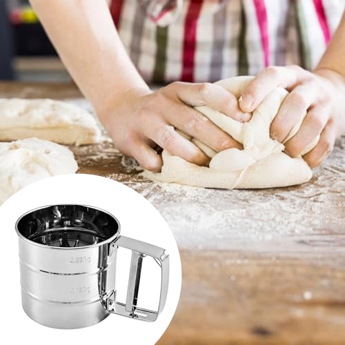 Flour Sifter,Flour Sifter for Baking, Stainless Steel Powdered Sugar Shaker Duster