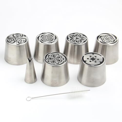 8 Pieces Stainless Steel Extra Large Russian Tulip Icing Tips Kit - color: SILVER SET12