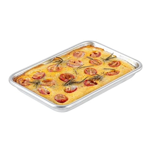 Restaurantware 1/8 Size 19 Gauge Aluminum Sheet Pan, Beaded Rim, 1 Count - size: 1/8 Size