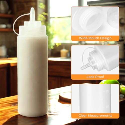 DHSBTLS 16 oz Plastic Squeeze Bottles with Tethered Caps, 12 Pack - color: 16oz-12 Pack