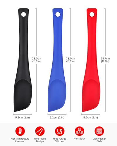 Silicone Spatula Scraper Set, Food Grade Rubber Spatulas, 3 Pack (11.3inch) - size: 11.3 inch