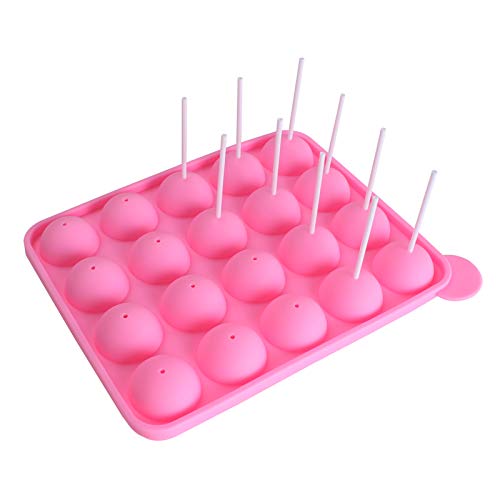WARMBUY 20 Cavity Silicone Cake Pop Mold Lollipop Baking Tray with Sticks