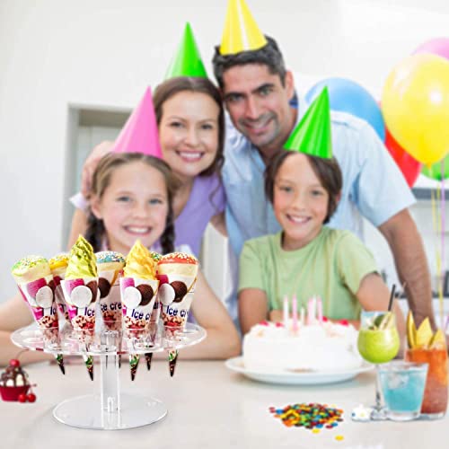 2 Pack Ice Cream Cone Holder Stand with 16 Holes, Ice Cream Cone Display Stand Holder, Cupcake Stand, Clear Acrylic Cone Display Stand Weddings Baby Showers Birthday Parties Anniversaries Christmas - size: 16-Holes