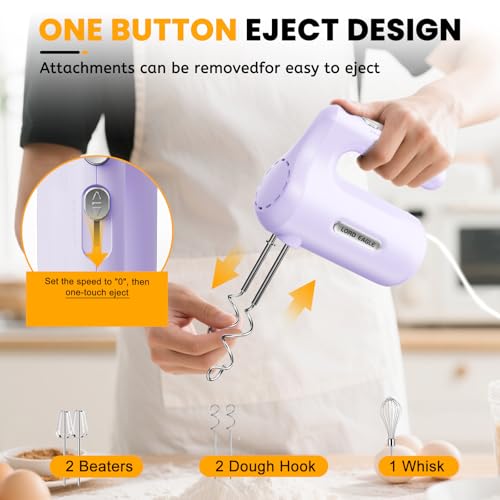 5-Speed Hand Mixer Electric With 4 Mixing Bowls Set