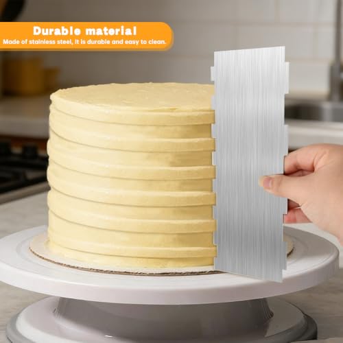 6Pcs Cake Scraper Set, 8.6inch Double Sided Cake Decorating Comb Scraper