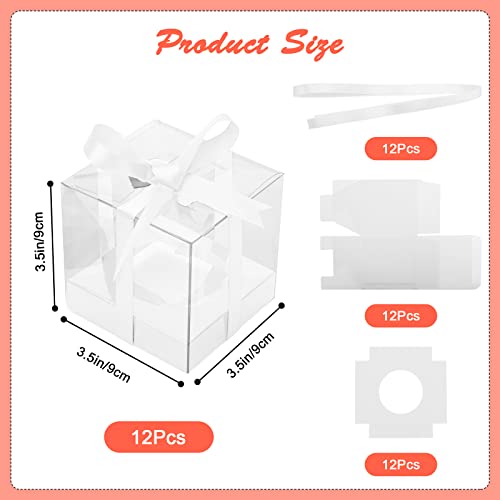 12 PCS Clear Cupcake Boxes 3.5 Inch Cupcake Containers (White) - color: White