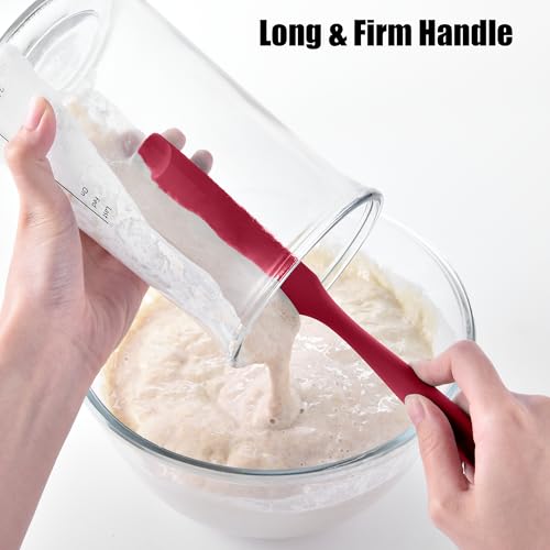 Doosu Silicone Jar Scraper Spatula Long Handle for Peanut Butter (Red) - color: Red, size: 9.7in (jar spatula)
