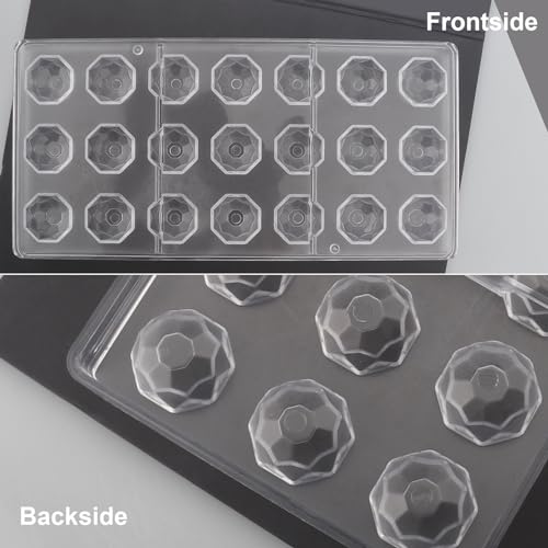 Polycarbonate Chocolate Mold 21 Cavities Diamond Shape Truffle Molds Easy Release & Clean Clear Candy Making Tray for Chocolates, Sweets, Jelly, Candies, Pralines (Diamond)