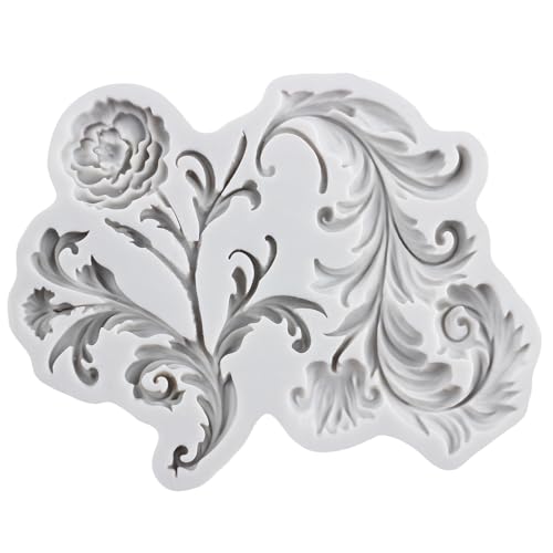 Lingzhi Baroque Fondant Mold Curlicues Relief Scroll Lace Silicone Molds - color: Style A