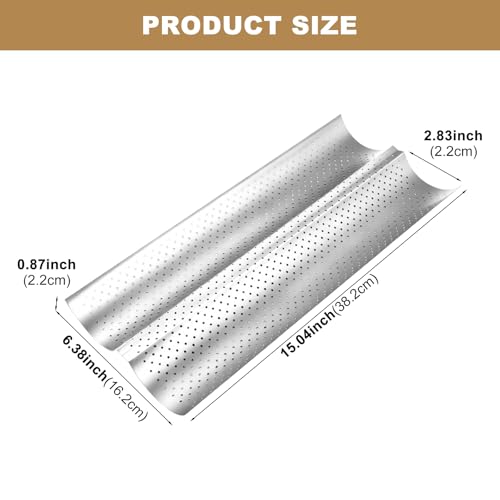Baguette Bread Pan, Perforated French Bread Baking Pan for 2 Loaves