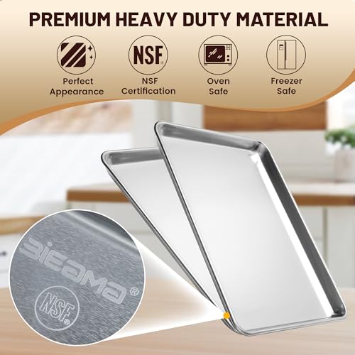 BIEAMA 12 Pack Half Size Baking Sheet Pan, Aluminum Commercial 18" x 13" - size: 12PACK Half Size 18"×13"