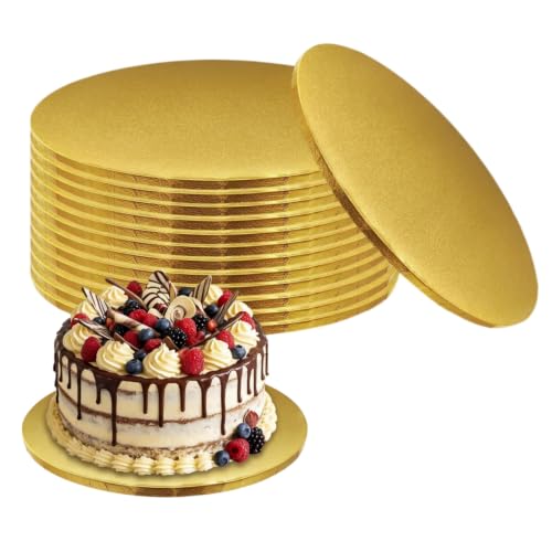 12 Pcs 12 Inch Gold Cake Drums - 1/4 Inch Thick Cake Boards Round, Sturdy Greaseproof Disposable Cake Circles for Tiered Cakes, Wedding & Birthday Baking Supplies - color: Gold, size: 12 inch