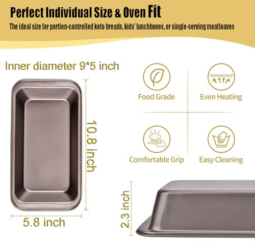 2 PCS Nonstick Loaf Pan Set, 9 x 5 Inch Carbon Steel Rectangle Bakeware with 100 Unbleached Parchment Liners for Baking Toast, Cakes, Banana Breads, Gray - size: 9 x 5 Inch