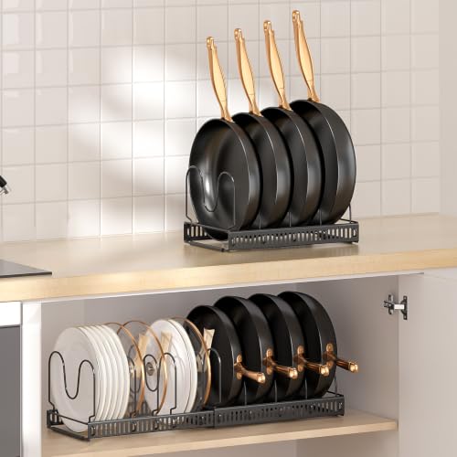 MUDEELA Expandable Pot Pan Lid Organizers inside Cabinet, 20 Divider-Black - color: Black, size: 20 Dividers