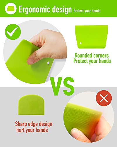 (2PCS) Dough Scraper Bowl Scraper ，Food safe Plastic Dough Cutter， Flexible Plastic Scraper Practical Bench Scraper Multipurpose Food Scrappers for Bread Dough Cake Fondant Icing