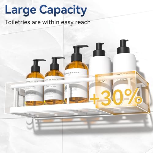 YASONIC Shower Caddy Adhesive, Rustproof Shower Organizer with Soap Holder, Large Capacity Shower Shelves for Inside Shower, No Drilling Bathroom Organizers and Storage for Home Decor（3 Pack White） - color: White