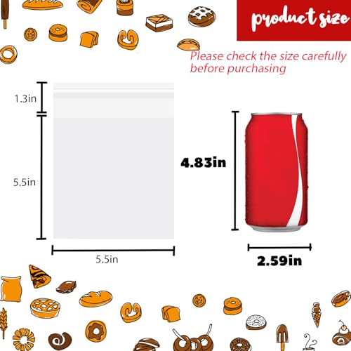 200Pcs 5.5*5.5in Clear Cookie Bags, Self Sealing Cellophane Bags - color: Clear, size: 5.5 x 5.5 inch