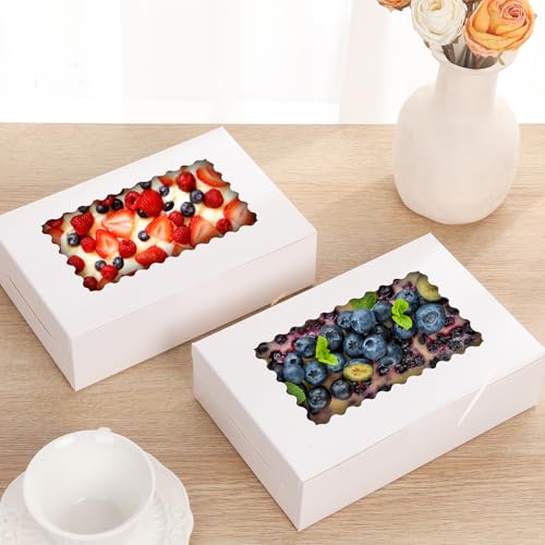 36 pcs Cookie Boxes,9x6x2.5 Inch Large Bakery Boxes with Window for Pies Chocolate Strawberries Muffins Donuts Pastry Dessert Christmas (White, 9 * 6 * 2.5inch/36pcs) - color: White, size: 9*6*2.5inch/36pcs