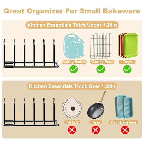 Cutting Board Organizer Storage, Baking Sheet Rack under Cabinet - color: 1pc, Black