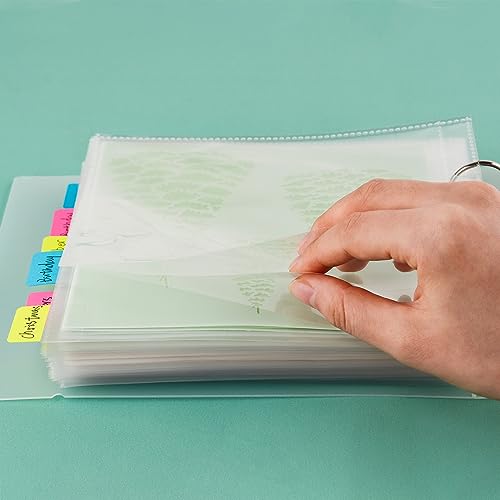 Briartw Cookie Stencil Storage Binder Cover with 20 Pags Stencil Storage Pockets,2 Pockets Per Page, Fit More Stencils,Made Exclusively for Stencils,Die Cuts,Photos,Stamps Within Size 6x6