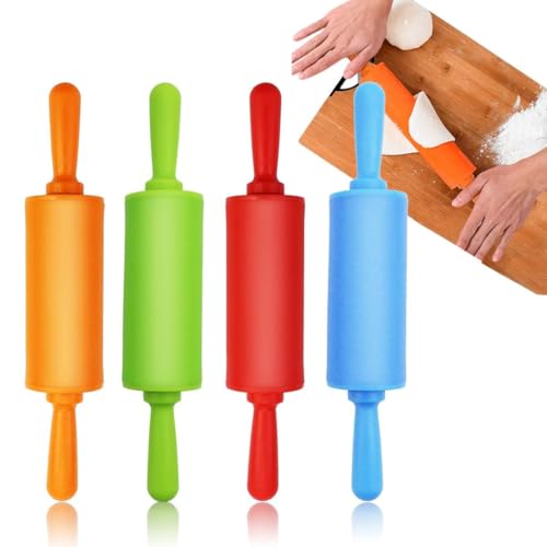 4 Pack Mini Rolling Pin for Kids,9 Inch Non-Stick with Plastic Handle