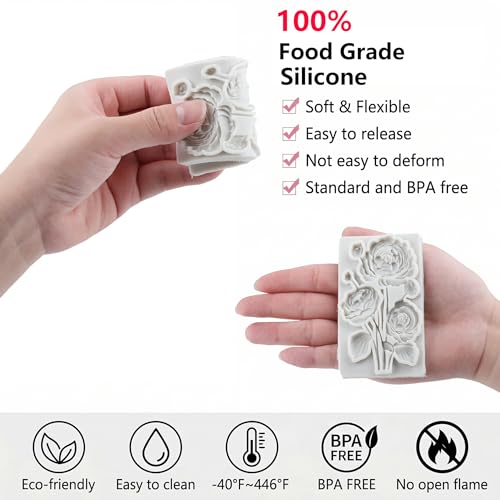 Flower Silicone Mold Peony Flowers Fondant Molds - color: Style 43