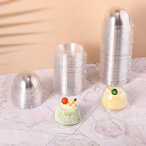 Patelai 150 Pcs Mini Cupcake Containers Clear Plastic Dome Boxes, Clear - color: Clear