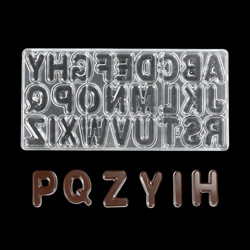 TUKE Polycarbonate Chocolate Mould 26 English Letters Candy Making Mold, Professional Grade PC Plastic for Baking, Dessert, Ice Cube, Soap - BPA-Free, Reusable & Dishwasher Safe (B_ English Letters) - size: B_ English Letters