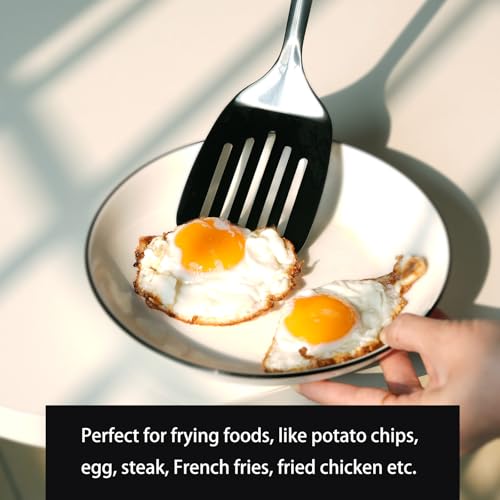 Stainless Steel Slotted Turner Spatula, Thin Edge Turner, Black - color: Z-Black Turner Spatula