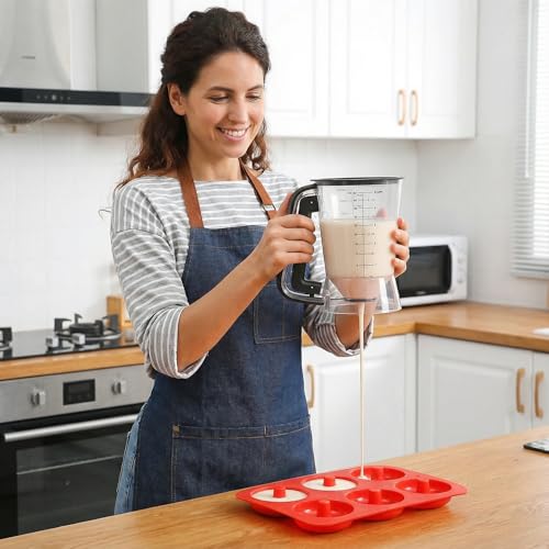 Pancake Batter Dispenser 5-Cup Batter Pourer for Maker Pancakes, Waffles, Crepes, Muffins, Cupcakes, Easy Squeeze Grip Handle with Proof Nozzle, Precise Baking Tools (Black) - color: Black