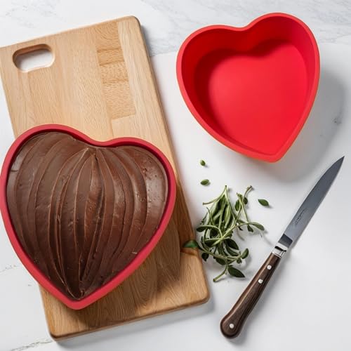 Heart Shaped Cake Pans, 3pcs 8 Inch Silicone Cake Pan for Baking, Heart Molds Silicone Non-Stick Quick Release Suitable, Easy Clean - size: 8inch, style: Heart