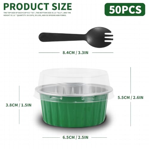 St. Patrick's Day 50Pcs Mini Aluminum Foil Cupcake,5oz Baking Cups with Lid - color: Green