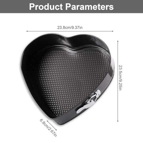 10 inch Heart Shape Cake Tin, Removable Base, Stainless Steel Cake Mold with Snap Closure and Non Stick Layer, Easy to Demould, for Chiffon Cake, Black