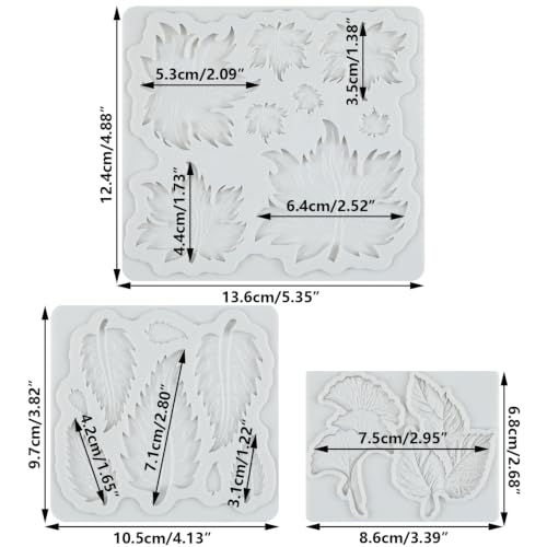 Leaf Silicone Mold Ginkgo Leaves Maple Leaf Fondant Molds Set Of 3 - color: Style J