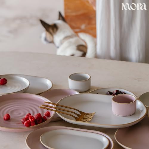 Mora Micro Ramekins Set of 4, 6oz Ceramic Pottery Baking Dishes - Microwave, Oven and Dishwasher Safe - Cloud - color: Cloud, size: Micro