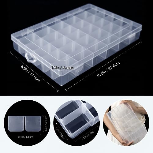 Bead Plastic Storage Organizer Box 2 Pack 36 Grids Adjustable Dividers - color: Clear-36 Grids*2