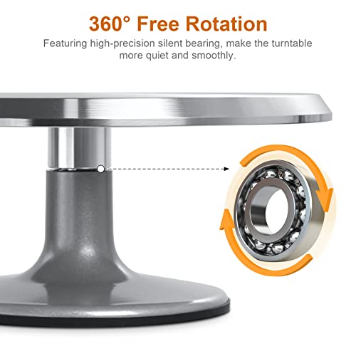 Cake Stand Rotating 12", Cake Spinner for Decorating, Wedding, Aluminium