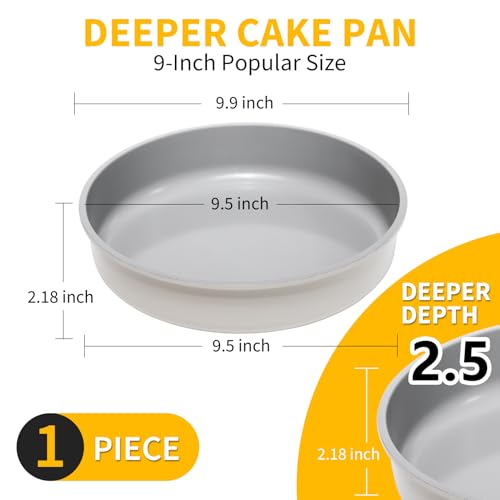 9.5 Inch Round Cake Pan,Cast Aluminum Bakeware Ceramic Nonstick for Cake Baking,Oven and Dishwasher Safe(Beige) - color: Beige, size: 9.5 Inch - 1 Piece
