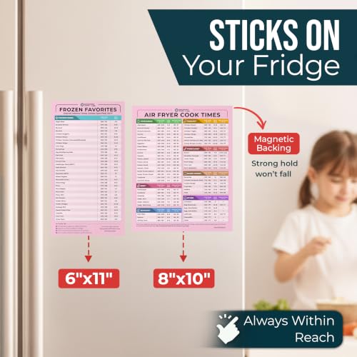 Air Fryer Cheat Sheet Set, AirFryer Cooking Guide Cook Time Chart - Pink - color: Pink
