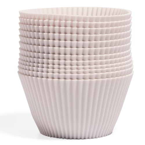 The Silicone Kitchen Reusable Silicone Baking Cups, Non-Toxic, BPA Free, Dishwasher Safe, Jumbo, 12 Pack, Designer White - size: Jumbo