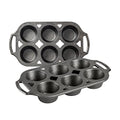 Lodge Pre-Seasoned Cast Iron Muffin Pan Set, Six-Well, 2 Pack