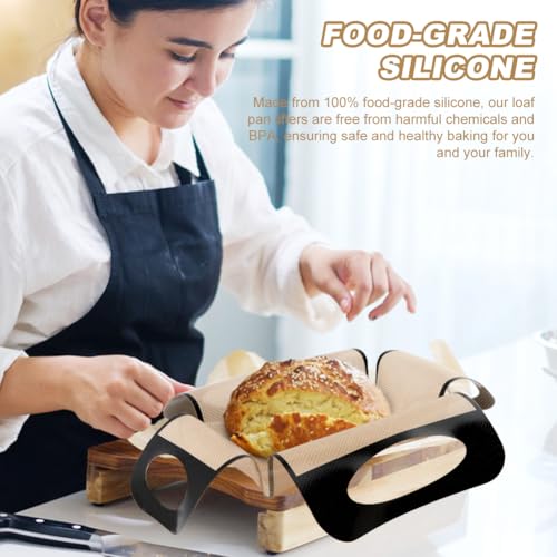 Silicone Bread Sling for Dutch Oven,2Pcs Non-Stick & Easy to Clean Bread Baking Mat Set,Food-Grade Silicone Loaf Pan Liner,Dough Transfer Tool with 4 Handles to Transfer Sourdough